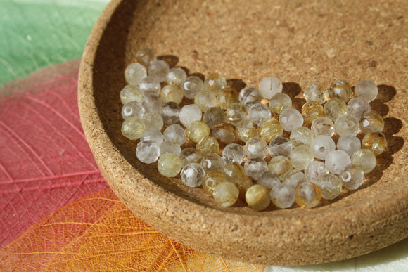 QUARTZ RUTILE perles FACETTES 4 mm