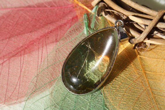 Pendentif en QUARTZ FUME RUTILE