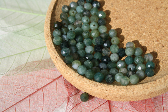 AGATE MOUSSE perles FACETTES 4 mm