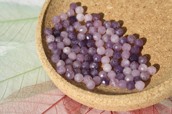 LEPIDOLITE perles FACETTES 4 mm