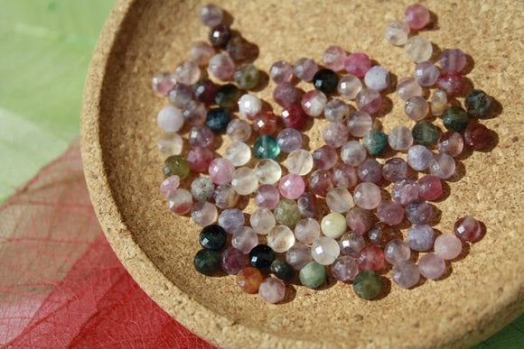 TOURMALINE MIX plates facettée, 4 mm