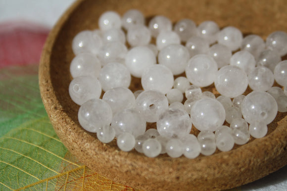 JADE BLANC, perles de 4, 6 et 8 mm