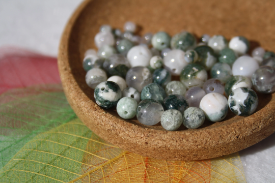 AGATE MOUSSE MILKY perles de 4, 6 et 8 mm