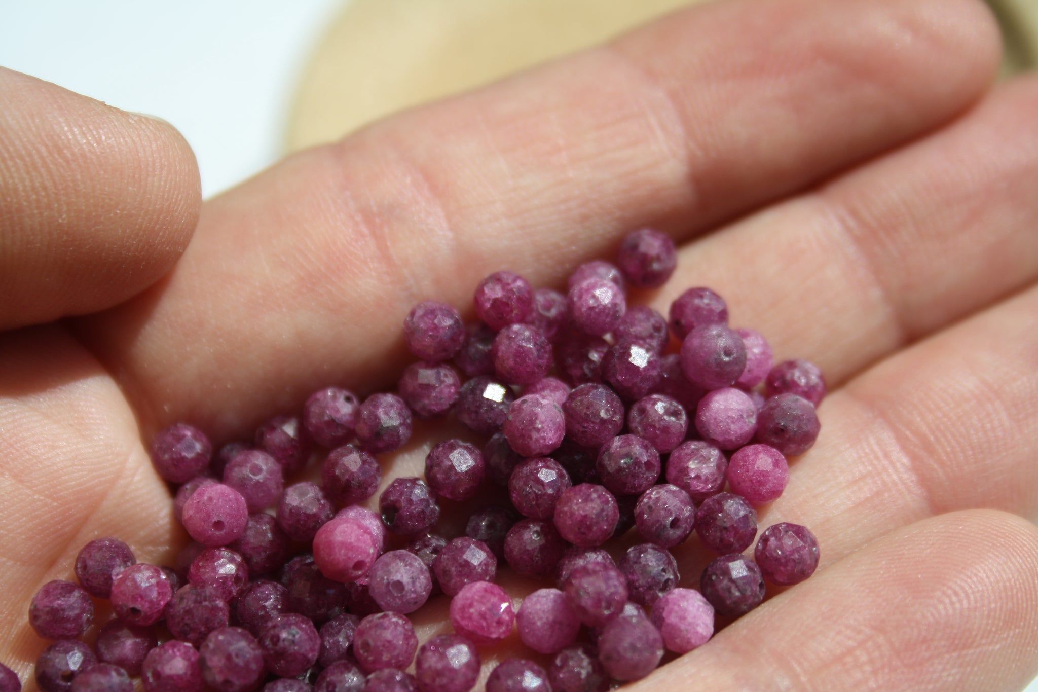 multi précieux rubis émeraude saphir perles 3-4mm rondelle facettes 8  pouces