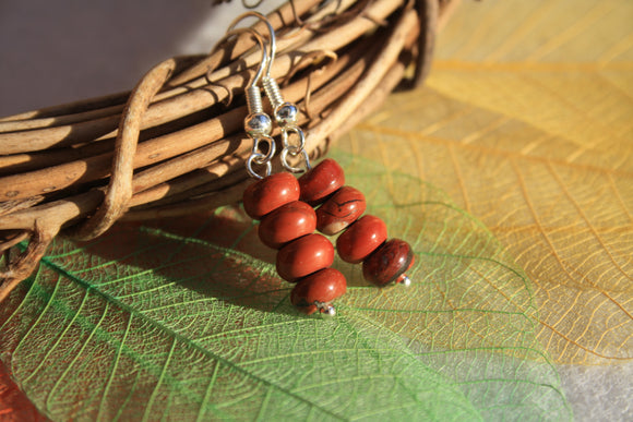 Boucles d'oreilles JASPE ROUGE
